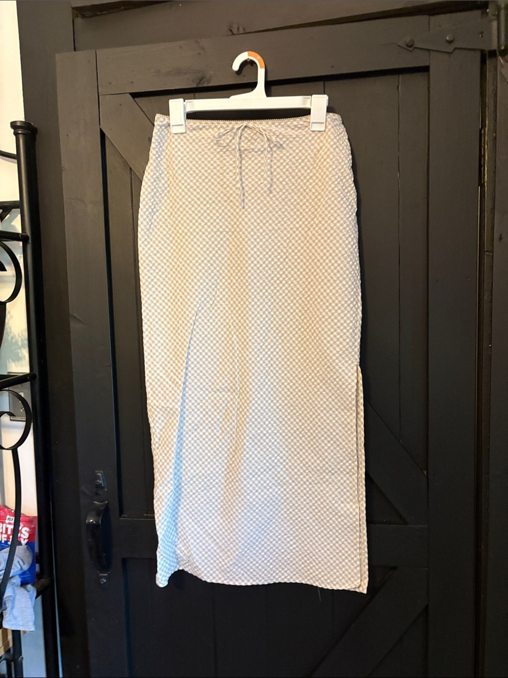 Target Cream Textured Drawstring Maxi Skirt